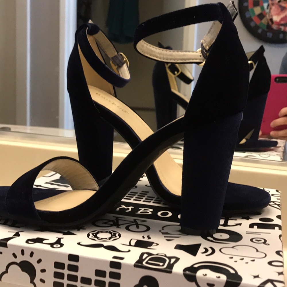 NEW IN BOX BLUE VELVET HEELS